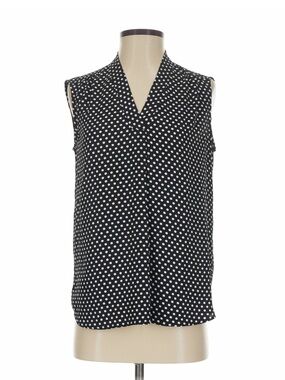Jones New York Twist Neck Polka Dot Sleeveless Top
